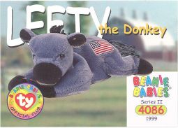 TY Beanie Babies BBOC Card - Series 2 Common - LEFTY the Donkey