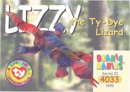 TY Beanie Babies BBOC Card - Series 2 Common - LIZZY the Ty-Dye Lizard