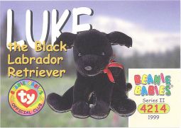 TY Beanie Babies BBOC Card - Series 2 Common - LUKE the Black Labrador Retriever