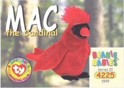 TY Beanie Babies BBOC Card - Series 2 Common - MAC the Cardinal