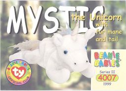 TY Beanie Babies BBOC Card - Series 2 Common - MYSYIC the Unicorn (w/Fur Main & Tail)