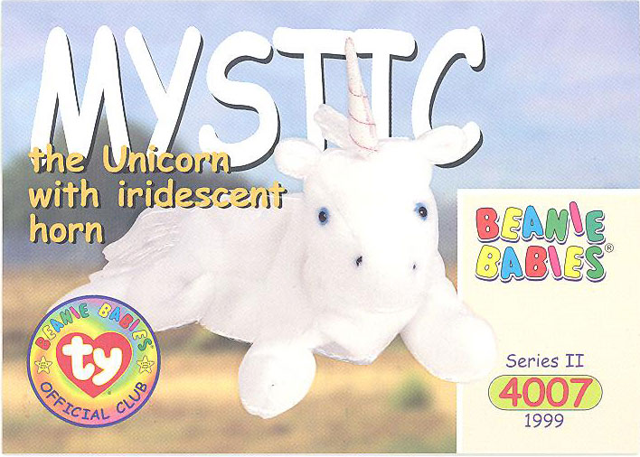 Series 1 Common TY Beanie Babies BBOC Card NM/Mint MYSTIC the Unicorn 