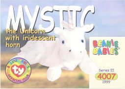 TY Beanie Babies BBOC Card - Series 2 Common - MYSTIC the Unicorn (w/Iridescent Horn)