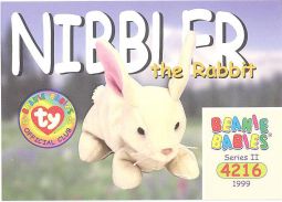 TY Beanie Babies BBOC Card - Series 2 Common - NIBBLER the Rabbit