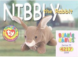 TY Beanie Babies BBOC Card - Series 2 Common - NIBBLY the Rabbit