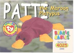 TY Beanie Babies BBOC Card - Series 2 Common - PATTI the Maroon Platypus