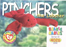 TY Beanie Babies BBOC Card - Series 2 Common - PINCHERS the Lobster