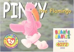 TY Beanie Babies BBOC Card - Series 2 Common - PINKY the Flamingo