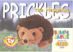 TY Beanie Babies BBOC Card - Series 2 Common - PRICKLES the Hedgehog