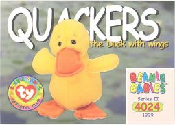 TY Beanie Babies BBOC Card - Series 2 Common - QUACKERS the Duck (w/Wings)