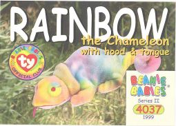 TY Beanie Babies BBOC Card - Series 2 Common - RAINBOW the Chameleon (w/Hood & Tongue)