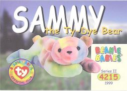 TY Beanie Babies BBOC Card - Series 2 Common - SAMMY the Ty-Dye Bear