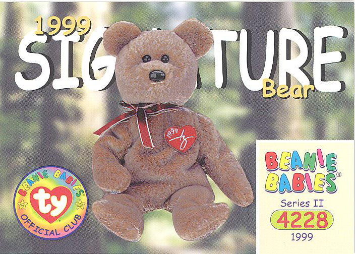 Series 2 Common TEDDY CRANBERRY OLD FACE BEAR TY Beanie Babies BBOC Card 