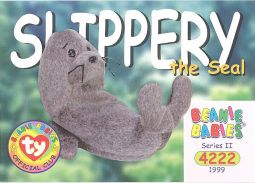 TY Beanie Babies BBOC Card - Series 2 Common - SLIPPERY the Seal