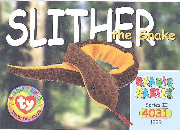 Series 2 Common TY Beanie Babies BBOC Card NM//Mint SLITHER the Snake