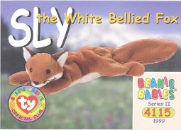 TY Beanie Babies BBOC Card - Series 2 Common - SLY the White Bellied Fox