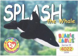 TY Beanie Babies BBOC Card - Series 2 Common - SPLASH the Whale