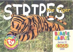 TY Beanie Babies BBOC Card - Series 2 Common - STRIPES the Tiger