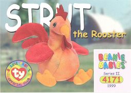TY Beanie Babies BBOC Card - Series 2 Common - STRUT the Rooster
