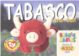 TY Beanie Babies BBOC Card - Series 2 Common - TABASCO the Bull