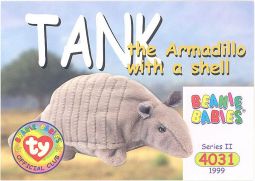 TY Beanie Babies BBOC Card - Series 2 Common - TANK the Armadillo (w/Shell)