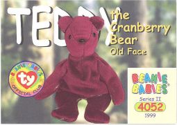 TY Beanie Babies BBOC Card - Series 2 Common - TEDDY CRANBERRY OLD FACE BEAR
