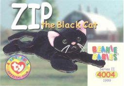 TY Beanie Babies BBOC Card - Series 2 Common - ZIP the Black Cat