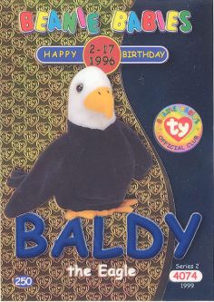 TY Beanie Babies BBOC Card - Series 2 Birthday (BLUE) - BALDY the Eagle