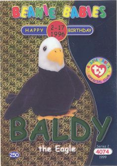 TY Beanie Babies BBOC Card - Series 2 Birthday (GREEN) - BALDY the Eagle