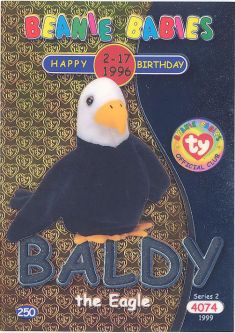 TY Beanie Babies BBOC Card - Series 2 Birthday (SILVER) - BALDY the Eagle