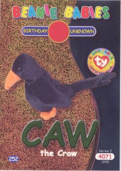 TY Beanie Babies BBOC Card - Series 2 Birthday (GREEN) - CAW the Crow