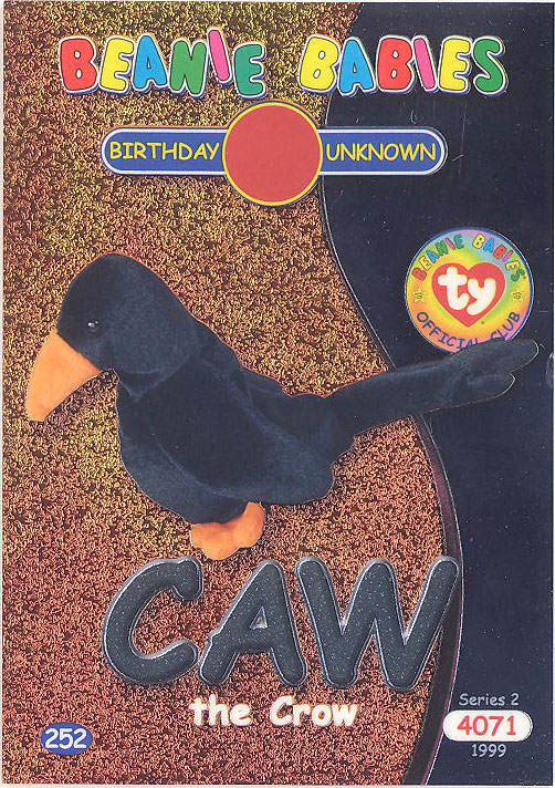 TY Beanie Babies BBOC Card - Series 2 Birthday (SILVER) - CAW the Crow