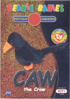 TY Beanie Babies BBOC Card - Series 2 Birthday (SILVER) - CAW the Crow
