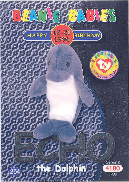 TY Beanie Babies BBOC Card Series 2 Birthday - ECHO the Dolphin -NM/M SILVER 