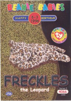 TY Beanie Babies BBOC Card - Series 2 Birthday (SILVER) - FRECKLES the Leopard