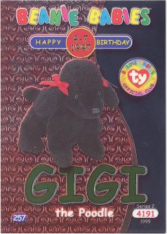 TY Beanie Babies BBOC Card - Series 2 Birthday (GREEN) - GIGI the Poodle