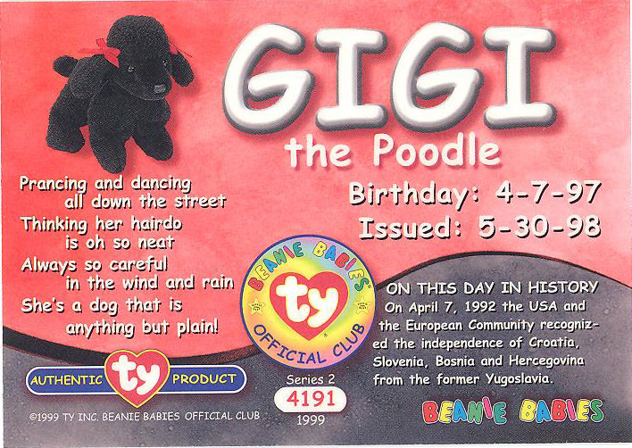 gigi poodle beanie baby