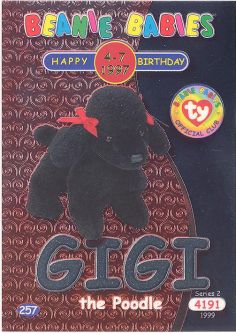 TY Beanie Babies BBOC Card - Series 2 Birthday (SILVER) - GIGI the Poodle