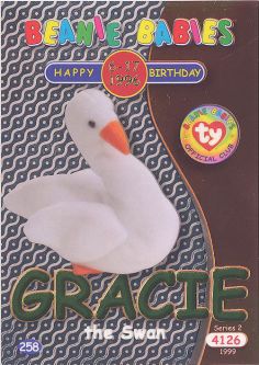 TY Beanie Babies BBOC Card - Series 2 Birthday (GREEN) - GRACIE the Swan