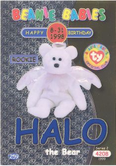 TY Beanie Babies BBOC Card - Series 2 Birthday (BLUE) - HALO the Bear
