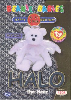 TY Beanie Babies BBOC Card - Series 2 Birthday (SILVER) - HALO the Bear