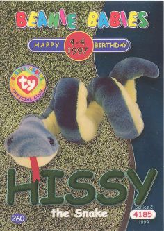 TY Beanie Babies BBOC Card - Series 2 Birthday (GREEN) - HISSY the Snake