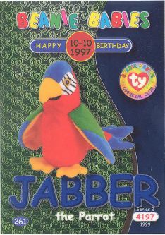 TY Beanie Babies BBOC Card - Series 2 Birthday (BLUE) - JABBER the Parrot