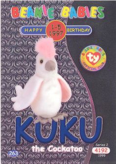 TY Beanie Babies BBOC Card - Series 2 Birthday (BLUE) - KUKU the Cockatoo