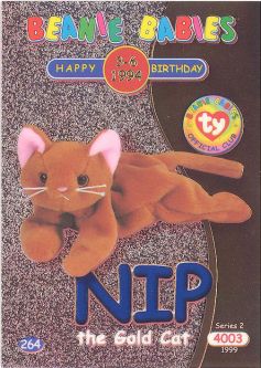 TY Beanie Babies BBOC Card - Series 2 Birthday (BLUE) - NIP the Gold Cat
