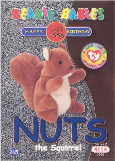 TY Beanie Babies BBOC Card - Series 2 Birthday (BLUE) - NUTS the Squirrel