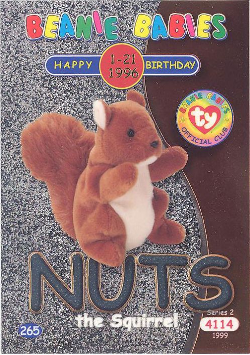 SILVER NM Series 2 Birthday - NUTS the Squirrel TY Beanie Babies BBOC Card