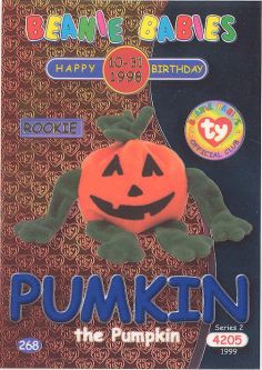 TY Beanie Babies BBOC Card - Series 2 Birthday (BLUE) - PUMKIN the Pumpkin