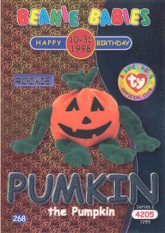 TY Beanie Babies BBOC Card - Series 2 Birthday (SILVER) - PUMKIN the Pumpkin
