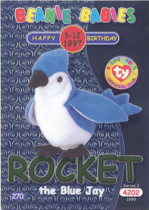 Ty Rocket The Blue Jay Beanie Baby Plush Toy for sale online 